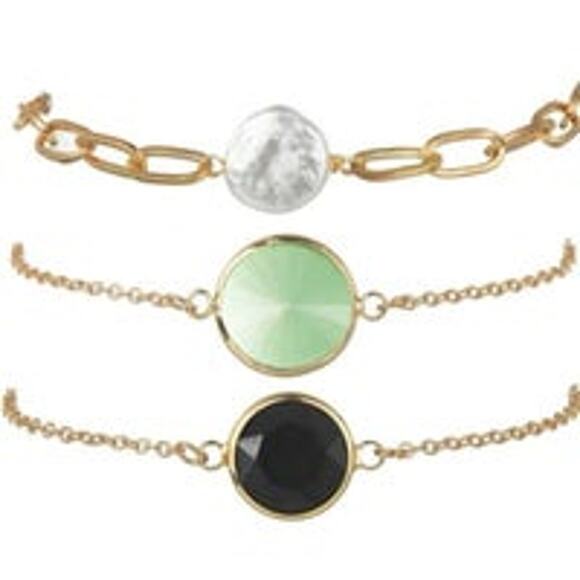 Stack of 3 Gold and stone Bracelets - Picture 2 of 2